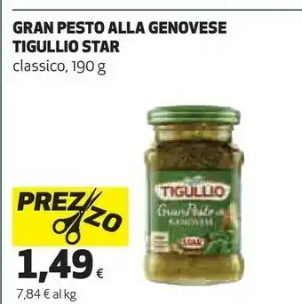 Coop Star Gran Pesto Alla Genovese Delicato E Cremoso Tigullio 190 G(ml) offerta