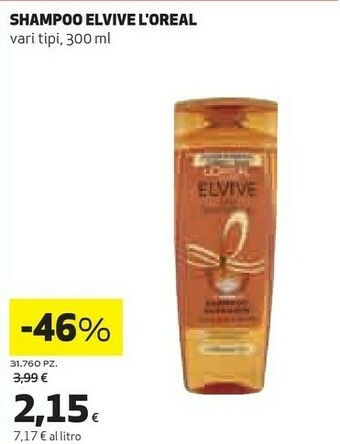 Coop L'Oreal Shampoo Elvive 300 Ml offerta