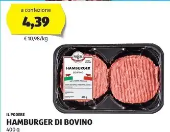 ALDI Il podere hamburger di bovino offerta