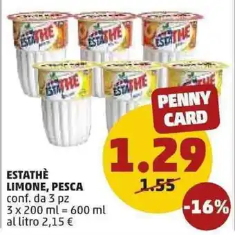 PENNY Estathè Limone, Pesca 3pz 200ml offerta