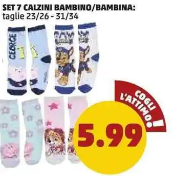 PENNY Set 7 Calzini Bambino/Bambina offerta