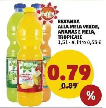 PENNY Funny Bevanda Alla Mela Verde, Ananas e Mela, Tropicale 1,5l offerta