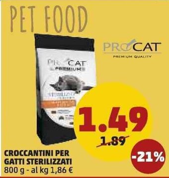 PENNY Croccantini per Gatti Sterilizzati 800g offerta