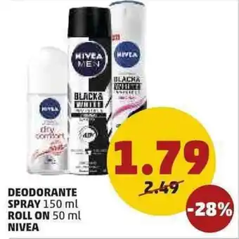 PENNY Nivea Deodorante Spray 150ml, Roll on 50ml offerta