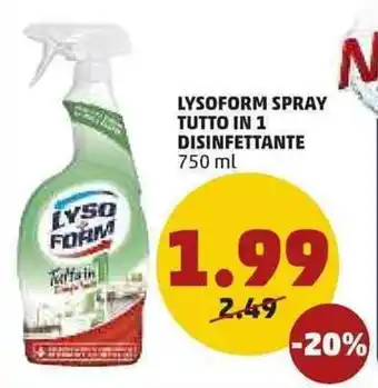PENNY Lysoform Spray Tutto in 1 Disinfettante 750ml offerta