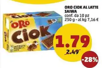 PENNY Saiwa Oro Ciok Al Latte 10pz 250g offerta