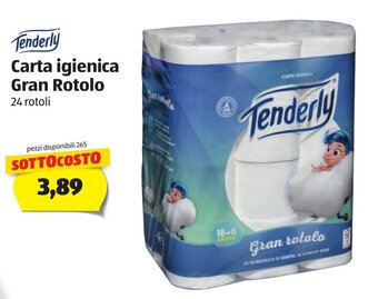 ALDI Tenderly Carta igienica Gran Rotolo 24 rotoli offerta