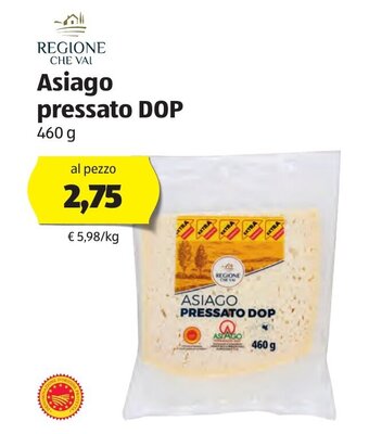 ALDI Asiago pressato DOP 460g offerta