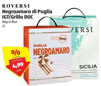 ALDI Roversi Negroamaro di Puglia IGT/Grillo DOC 3l offerta