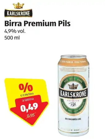 ALDI Karlskrone Birra Premium Pils 500ml offerta