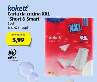 ALDI Kokett Carta cucina XXL "Short & Smart" 16x102 strappi offerta