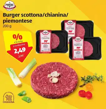 ALDI Il Podere Burger scottona/chianina/piemontese 200g offerta