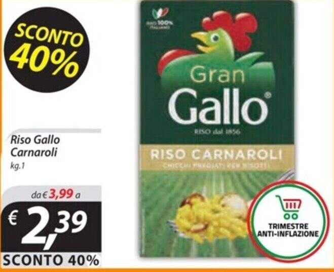 Riso Gallo Carnaroli kg.1 offerta di DiMeglio