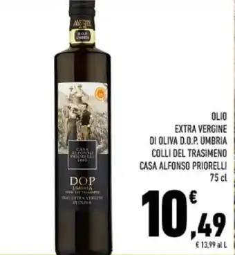 Conad OLIO EXTRA VERGINE DI OLIVA D.O.P. UMBRIA COLLI DEL TRASIMENO CASA ALFONSO PRIORELLI 75 cl offerta