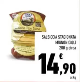 Conad SALSICCIA STAGIONATA MIGNON CIOLI 200 g circa offerta