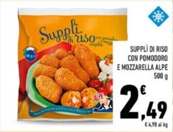 Conad SUPPLÌ DI RISO CON POMODORO E MOZZARELLA ALPE 500 g offerta