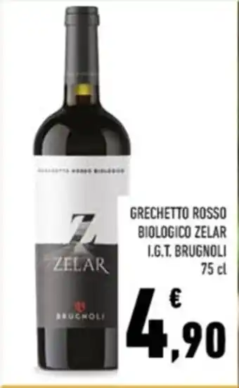 Conad GRECHETTO ROSSO BIOLOGICO ZELAR I.G.T. BRUGNOLI 75 cl offerta