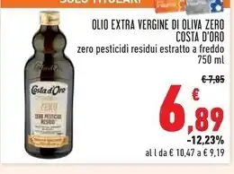 Conad Superstore Costa d'oro olio extra vergine di oliva zero offerta