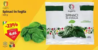 ALDI Spinaci in foglia 450g offerta