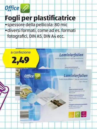 ALDI Office Fogli per plastificatrice offerta