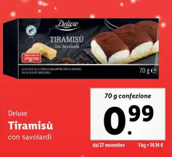 Lidl Deluxe Tiramisù con savoiardi 70 g offerta