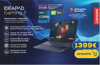 Euronics Lenovo IDEAPAD Gaming 3 offerta
