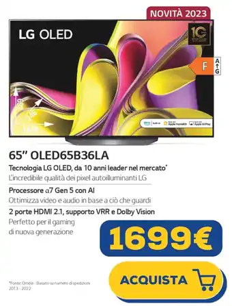 Euronics LG OLED 65" OLED65B36LA offerta