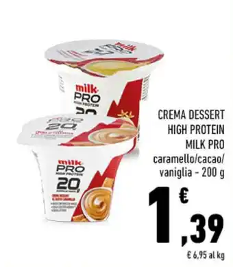 Conad CREMA DESSERT HIGH PROTEIN MILK PRO caramello/cacao/ vaniglia - 200 g offerta