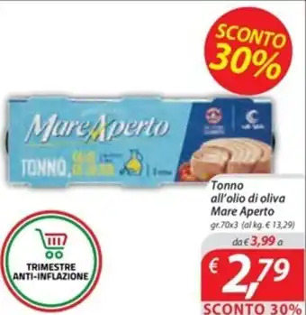 Tonno all'olio di oliva Mare Aperto gr.70x3
