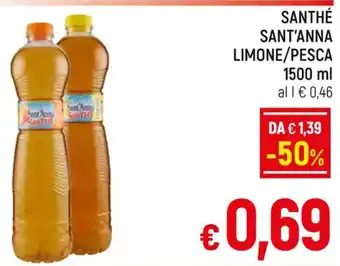 Famila Market SANTHÉ SANT'ANNA LIMONE/PESCA 1500 ml offerta