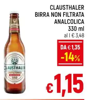 Famila Market CLAUSTHALER BIRRA NON FILTRATA ANALCOLICA 330 ml offerta