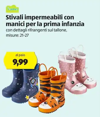 Impidimpi Stivali impermeabili con manici per la prima infanzia