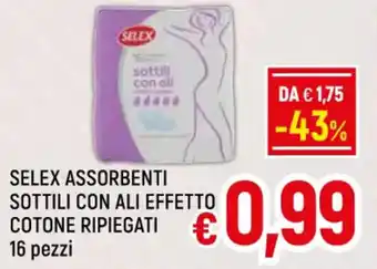 Famila Market SELEX ASSORBENTI SOTTILI CON ALI EFFETTO COTONE RIPIEGATI 16 pezzi offerta
