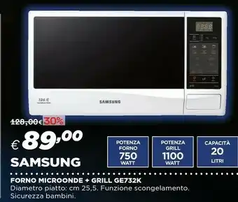 Coop Samsung GE732K-S Forno A Microonde Superficie Piana Microonde Con Grill 20 L 750 W Argento offerta