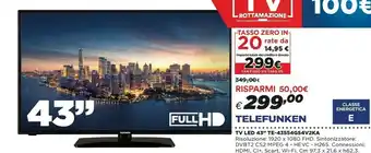 Coop Telefunken TV LED 43" TE-43554G54V2KA offerta