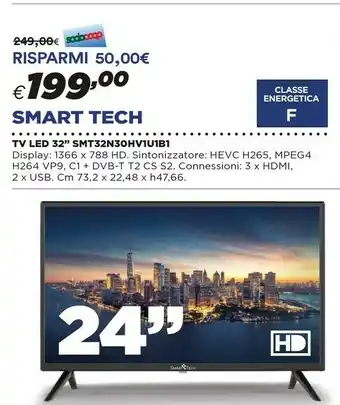 Coop Smart Tech Tv Led 32" SMT3N30HHV1U1B1 offerta