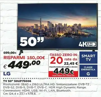 Coop LG TV 50'' 50UP75006 offerta