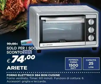 Coop Ariete Forno Elettrico 984 Bon Cuisine offerta