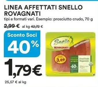 Coop Rovagnati Snello Gusto E Benessere Prosciutto Crudo Stagionato 70 G(ml) offerta