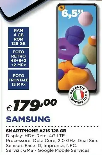 Ipercoop Samsung Galaxy A21s SM-A217F 16,5 Cm (6.5") 4G USB Tipo-C 4 GB 128 GB 5000 MAh Nero offerta