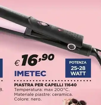 Ipercoop Imetec 11640 Messa In Piega Piastra Per Capelli Caldo Nero 1,8 M 28 W offerta