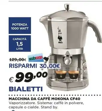 Ipercoop Bialetti Macchina Da Caffè Mokona Cf40 offerta