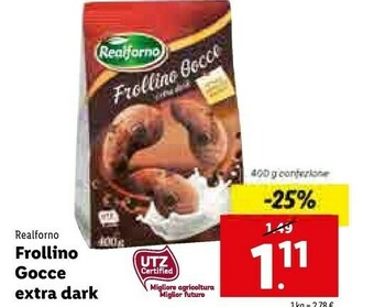 Lidl Realforno Frollino Gocce Extra Drark 400 G(ml) offerta