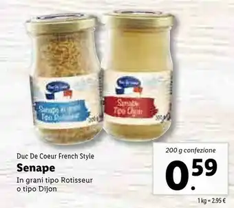 Lidl Duc de coeur French Style Senape offerta