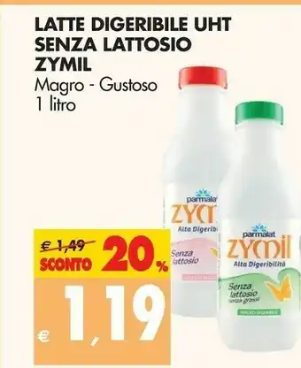 Tigros Parmalat Zymil Alta Digeribilità Senza Lattosio Magro Digeribile 1000 G(ml) offerta