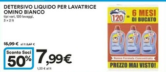 Coop Omino Bianco Detersivo lavatrice offerta