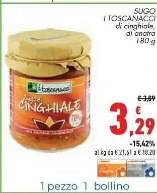 Conad I toscanacci Sugo Di Cinghiale 180 G(ml) offerta