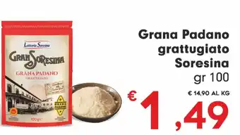 Despar Latteria soresina grana padano grattugiato offerta
