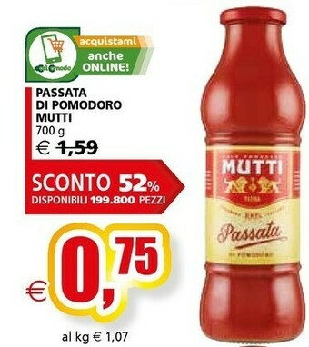 Il Gigante Mutti Passata Di Pomodoro 700 G(ml) offerta
