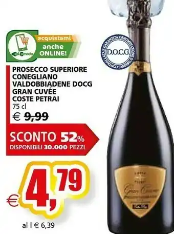 Il Gigante Coste Petrai Prosecco Superiore Conegliano Valdobbiadene Docg Gran Cuvée offerta